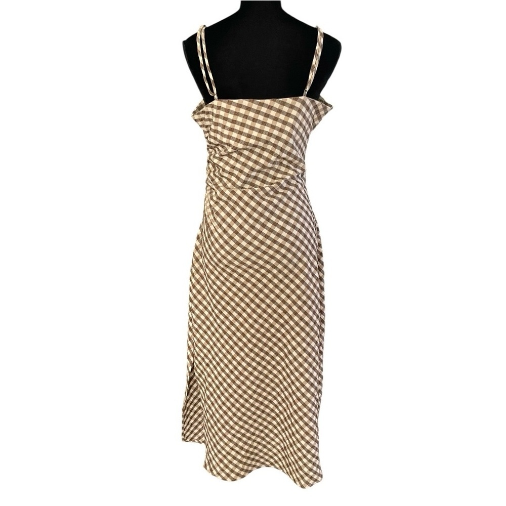 House of Harlowe 1960 Brown Gingham Check Ruched Sheath Midi Slip Dress XL new - Picture 7 of 10